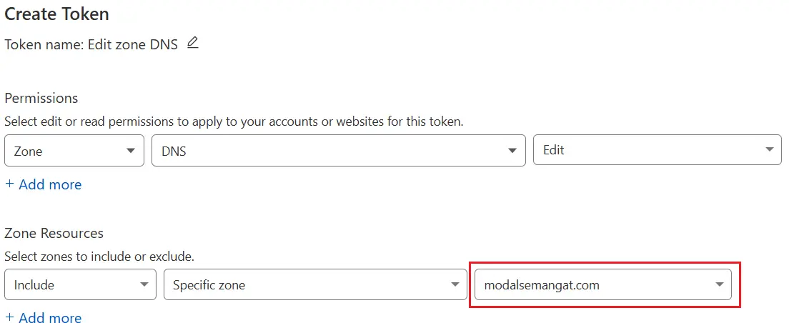 Edit Zone DNS API Token Cloudflare